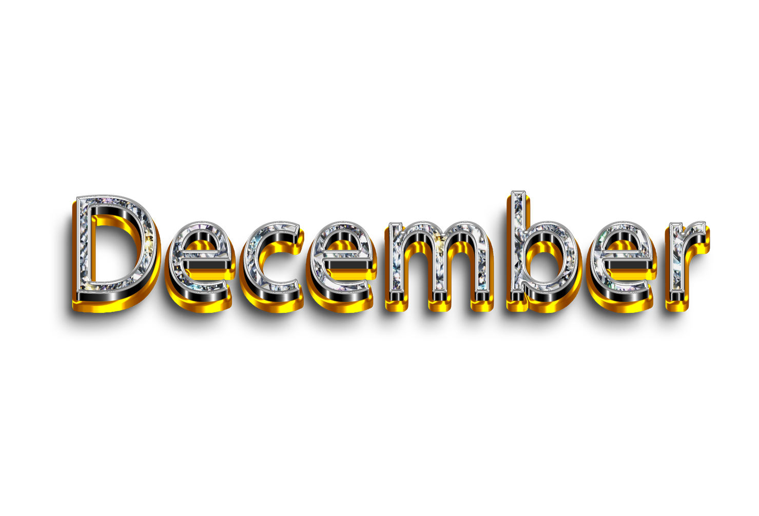 December png, word December png, December text png, December letters png, December word diamond gold text typography PNG images transparent background